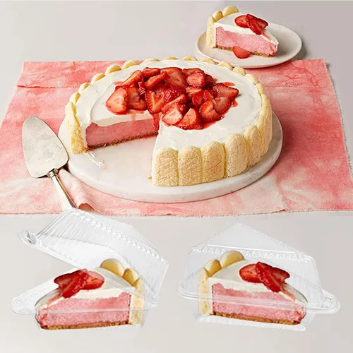 Miniatura 5 de Goiio 100 Piezas Recipientes de Plástico para Rebanadas de Pastel, Recipiente para Pastel de Queso con Tapa con Bisagras de 4.33 Pulgadas