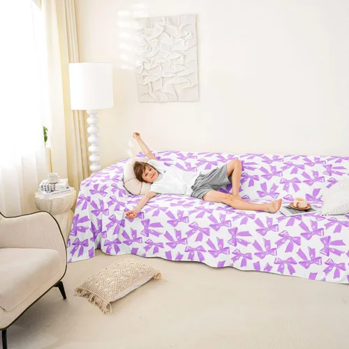 Miniatura 3 de Erosebridal Fundas de sofá con lazo de princesa de 71 x 91 pulgadas, fundas de sofá con lazo de lazo, protector de sofá de princesa