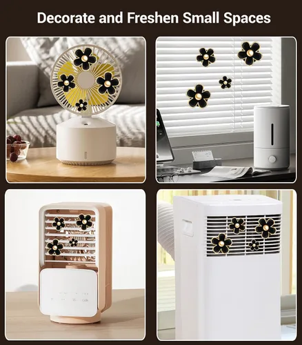 Miniatura 7 de Clips de ventilación para ambientador de auto con flores de margarita, 4 piezas de lindos accesorios para auto para mujeres, decoración femenina