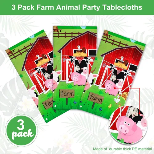Miniatura 4 de Kasyat Mantel para fiesta de animales de granja, desechable, de plástico, para decoración de fiesta temática de animales de granja, para picnic