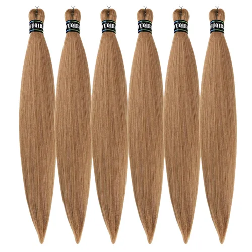Miniatura 36 de Cabello trenzado verde azulado preestirado, hipoalergénico, sintético, color azul aguamarina, para trenzas y giros, extensiones de cabello largo