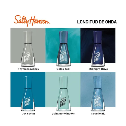 Miniatura 10 de Sally Hansen Insta-Dri Esmalte de uñas Secado rápido, duradero, brillo sin vetas Opaco, brillante 507 Time to Indi-go Color de uñas azul