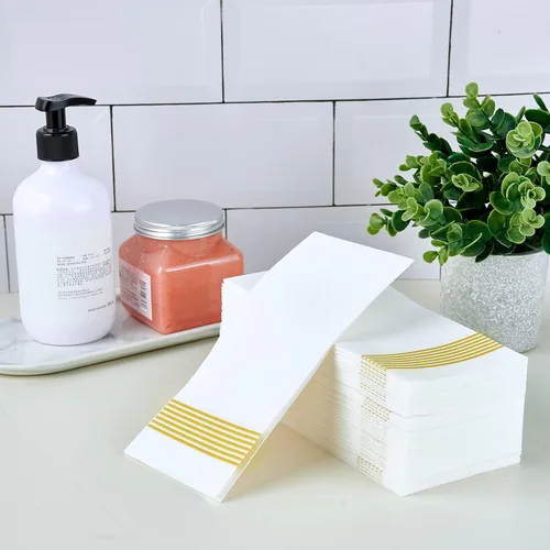 Miniatura 5 de LITOPAK Paquete de 300 toallas desechables para invitados, toallas de mano desechables para baño, servilletas de papel para la cocina, suaves