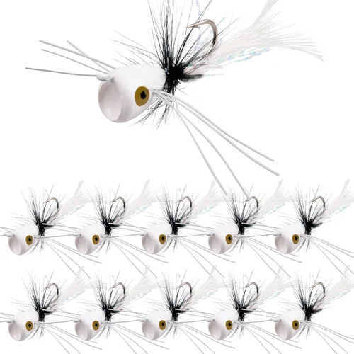 Miniatura 8 de Kit de señuelos para pesca con mosca, moscas para pesca con mosca seca, moscas de pesca con mosca superior, panfish Bluegill Popper Bait Bug