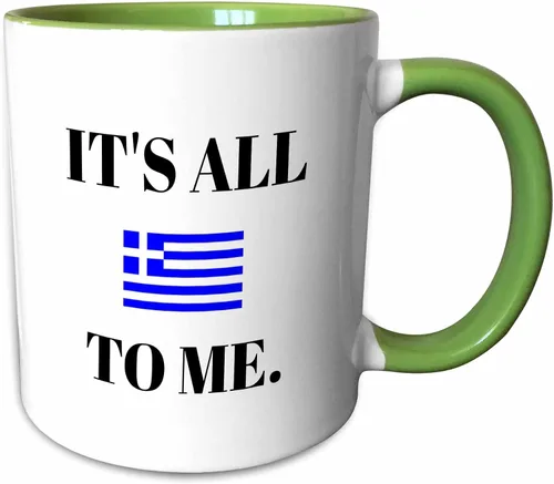 Miniatura 7 de 3dRose Xander Funny Quotes – Su todas Griego para me, letras negras y la imagen de la bandera griega – Tazas, Negro/Blanco