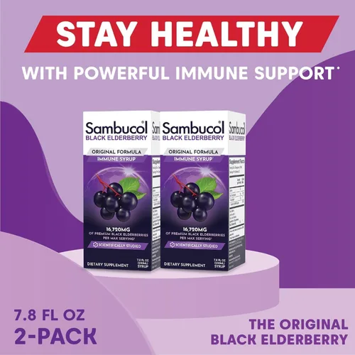 Miniatura 5 de Sambucol Jarabe de Saúco Negro - Jarabe de Sambucus, Líquido de Saúco Negro, Apoyo Inmunológico para Niños y Adultos, Alto en Antioxidantes, Sin