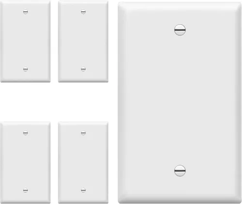 Miniatura 28 de Enerlites Cubierta de Dispositivo en Blanco Placa de Pared, Acabado Brillante, Tamaño 4-Gang 4.50" x 8.19", Policarbonato Termoplástico Irrompible