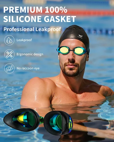Miniatura 5 de Gafas de Natación para Mujeres y Hombres, Kit para Adultos, Antiempañamiento UV sin Fuga - Gafas de Natación HD Mejoradas para Carreras para Hombres