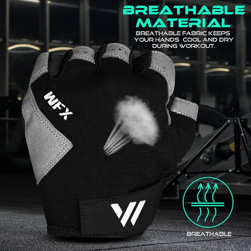 Miniatura 6 de WESTWOOD FOX Guantes de gimnasio para entrenamiento de fitness, antideslizantes, absorben los golpes, guantes de levantamiento de pesas, agarre Sin