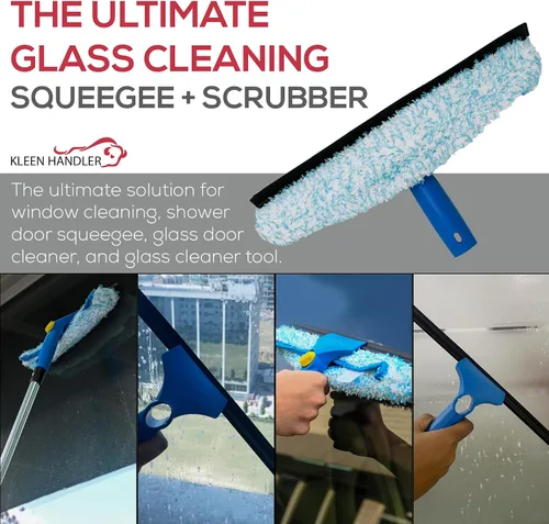 Miniatura 9 de Kleen Handler Paquete de 3 limpiacristales profesionales de 14 pulgadas, herramienta de limpieza de ventanas 2 en 1, combo de limpiador de ventanas