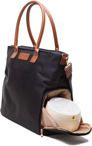 Miniatura 4 de Sarah Wells Abby - Bolsa de extracción de leche con correas de cuero real, elegante bolsa de bombeo con bolsillos aislados, almacenamiento