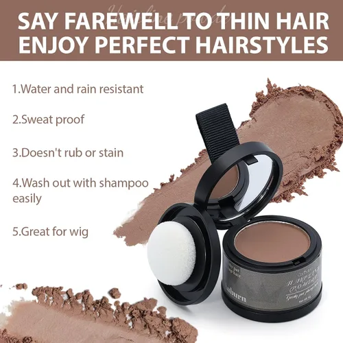 Miniatura 7 de Paquete de 2 polvos de línea capilar para mujeres y hombres, se utiliza para retoques de raíces, color de cabello, adelgazamiento y cobertura