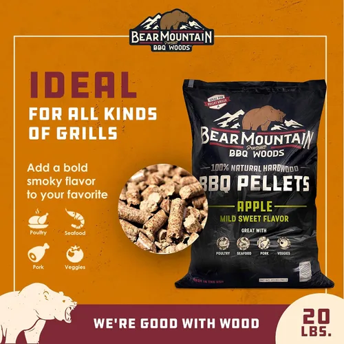 Miniatura 3 de Bear Mountain - Pellets de madera natural para ahumador, parrilla y barbacoa, 20 libras, manzana