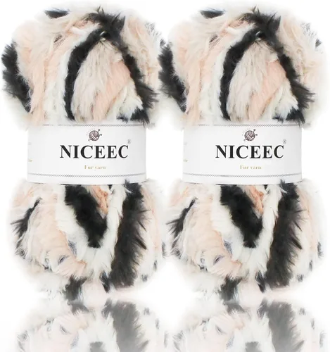 Miniatura 113 de NICEEC Hilo de Pelo Sintético Super Suave, Grueso y Esponjoso, Hilo de Pestañas para Crochet y Tejido (Longitud Total 192m/9.1kg) - Otoño/300g