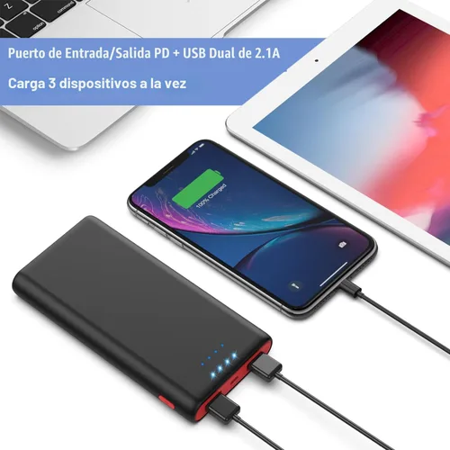 Miniatura 3 de Cargador portátil de 25800 mAh, cargador de teléfono portátil de carga rápida de 5 V/3 A, 3 puertos USB, batería externa, paquete de batería