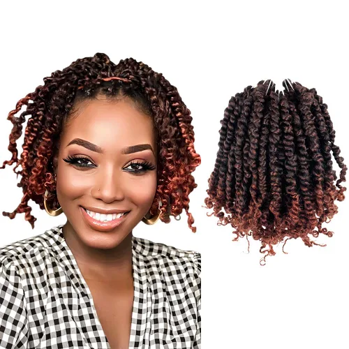 Miniatura 15 de Pelo Passion Twist de 8 pulgadas, trenzas de ganchillo pretrenzadas, paquetes de 8 paquetes (1B/negro natural)