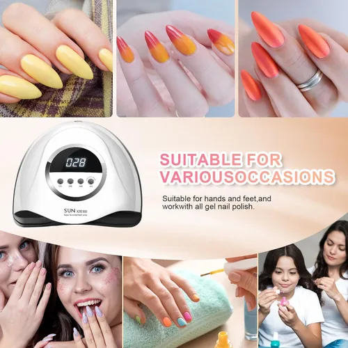 Miniatura 7 de Lámpara de uñas LED UV de 320 W, secador de uñas profesional con 72 cuentas, luz UV para uñas con 4 ajustes de temporizador, secador LED de gel
