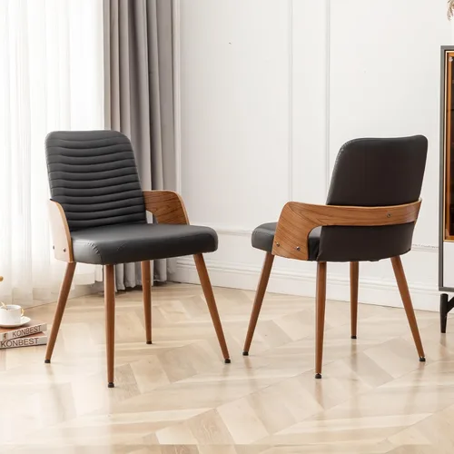 Miniatura 10 de Sillas de comedor, sillas de cocina modernas de mediados de siglo, sillas decorativas tapizadas de tela beige, patas de metal, sillas de escritorio