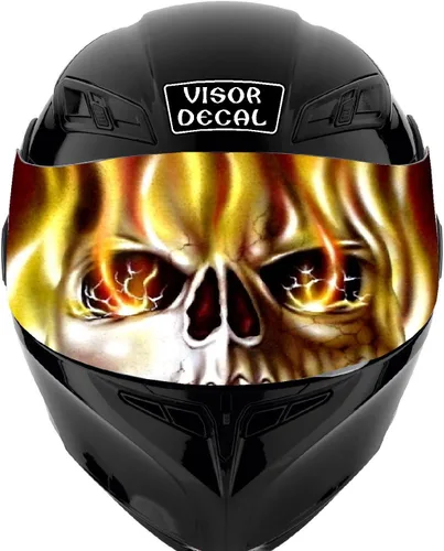 Miniatura 15 de Calcomanía de visera de calavera para casco compatible con: Icon Shoei Bell HJC Scorpion AGV V2 (V25 Skull)