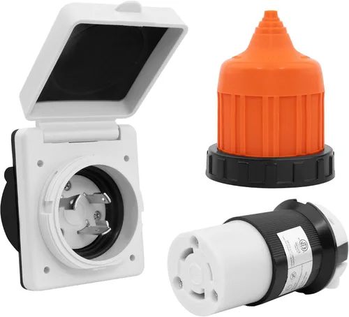 Miniatura 14 de Enchufe de alimentación Twist Lock para RV de 30 AMP, entrada de energía de 125V/120V, entrada de energía para RV con 3 pines de acero inoxidable