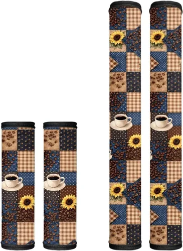 Miniatura 19 de Juego de 4 fundas protectoras de repuesto para manija de puerta de refrigerador con temática de té de la tarde para microondas, horno, refrigerador