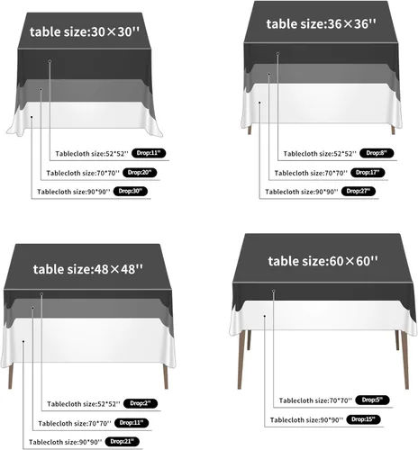 Miniatura 4 de Ascoza Paquete de 2 manteles cuadrados negros de tela de poliéster de 52 x 52 pulgadas para bodas, banquetes, restaurantes y fiestas