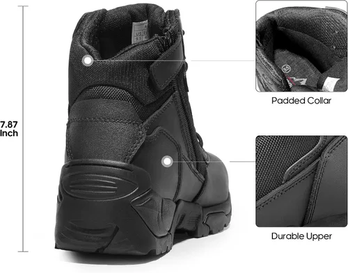 Miniatura 3 de NORTIV 8 Mens Military Tactical Work Boots Side Zip Outdoor Hiking Leather Motorcycle Combat Boots