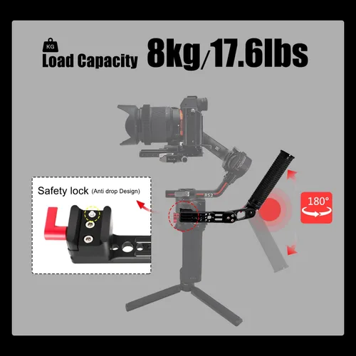 Miniatura 4 de Mango RS4 RS3 Mango ajustable Extensión de mano Extensión de mano Soporte de agarre de aleación de aluminio con abrazadera OTAN compatible con DJI