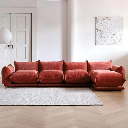 Miniatura 14 de WJShome - Sofá seccional modular, sofá de chenilla de 264 cm de lana minimalista, sofá convertible de 3 plazas, sofá de sala de estar ancho