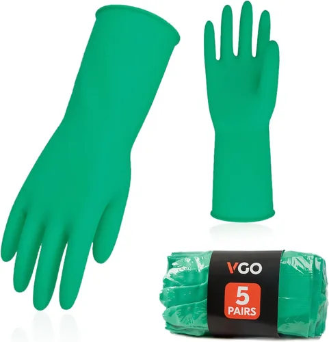 Miniatura 8 de Vgo... 1 par de guantes reutilizables para el hogar, guantes de goma para lavar platos, extragruesos, de mangas largas, para limpieza de cocina, 1