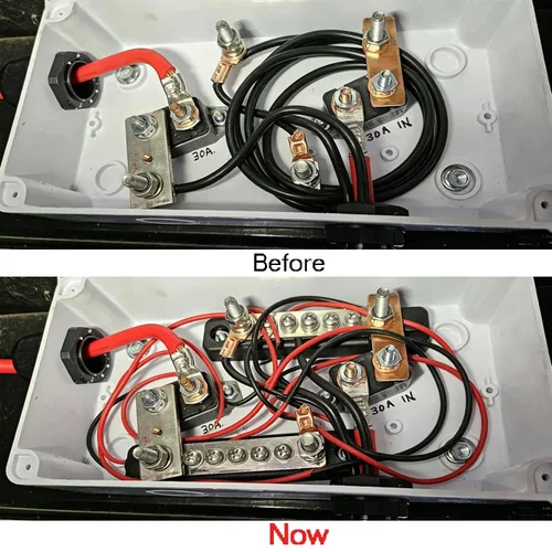 Miniatura 4 de LENKRAD Barras de autobús marinas M6 de 12 V, bloque de distribución de batería impermeable, bloque de terminales de alimentación de 150 A con 2