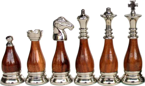 Miniatura 5 de StonKraft Piezas de ajedrez de madera de latón, peones, figura de ajedrez, figuras de ajedrez, monedas (3.5 pulgadas, rey)