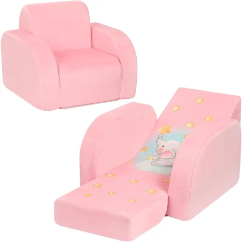 Miniatura 8 de MOMCAYWEX Sofá para niños, sofá abierto 3 en 1, cómodo tumbona para niños, tela de terciopelo, gris
