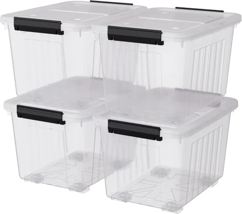 Miniatura 8 de Contenedores de almacenamiento de plástico de 12 cuartos de galón con tapas, caja de almacenamiento de plástico, 6 paquetes