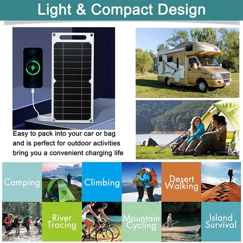 Miniatura 6 de Mini 5V 6W Panel Solar USB, Cargador Solar Portátil de 5 Voltios 6 Vatios de Alta Eficiencia Monocristalino con Cable de 55 Pulgadas para Celular