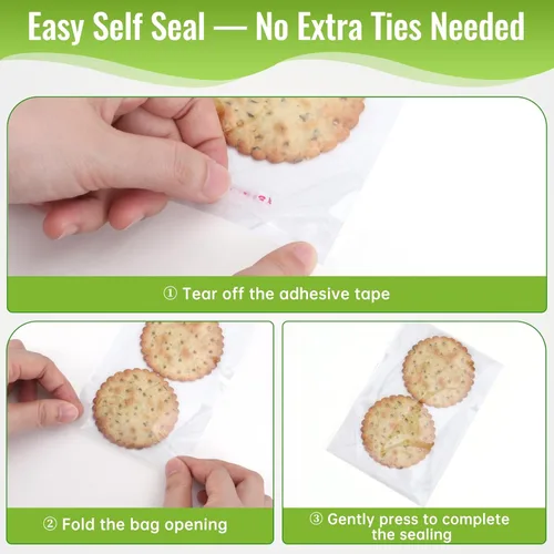 Miniatura 5 de Bolsas de galletas transparentes de 4 x 4 pulgadas, 200 unidades, bolsas de celofán autoselladas de grado alimenticio, envoltorios transparentes