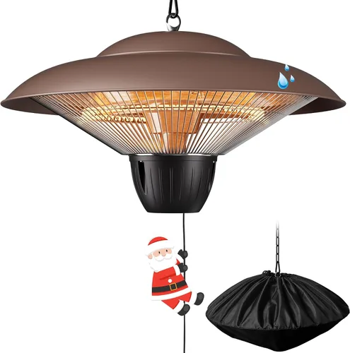 Miniatura 9 de Calentador eléctrico de patio de 1500 W, calentador infrarrojo colgante para exteriores con calefacción de fibra de carbono, calentador de techo