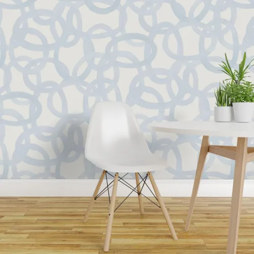 Miniatura 3 de Muestras de papel tapiz removibles – Círculos azul hielo pintura gráfica ligera acuarela graffiti personalizado pre-pegado papel pintado por
