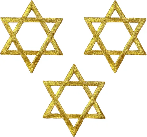 Miniatura 4 de (2 pulgadas) Estrella de David, Hanukkah, judío, bordado, parche para planchar (dorado, 1 pieza)