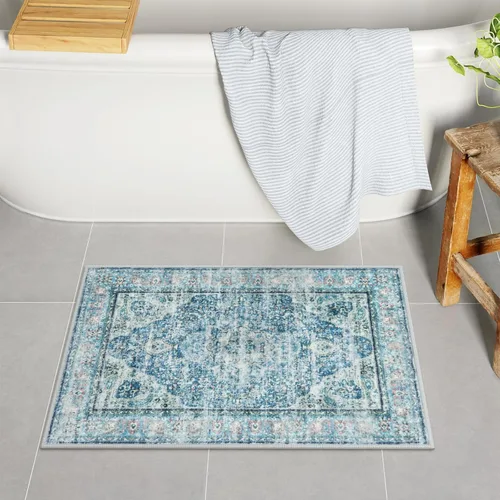 Miniatura 9 de Uphome Tapete de baño color naranja, estilo bohemio y envejecido, tapete de baño pequeño de terciopelo súper acogedor, antideslizante, lavable a
