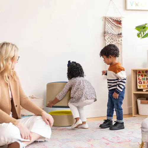 Miniatura 2 de ECR4Kids SoftZone - Juego de asientos otomanos redondos coloridos, muebles de aula, surtido, 3 piezas