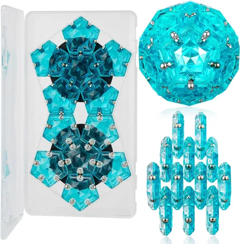 Miniatura 8 de LAFFTRAK - Esfera magnética antiestrés con imanes, juguetes sensoriales - Verde brillante cristalino; juego de 12 piezas - Creatividad más allá
