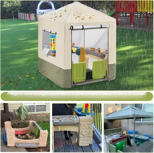 Miniatura 6 de Funda para casa de juegos para niños al aire libre, cubiertas de casa de juegos resistentes e impermeables de 600D, 142 cm de ancho x 142 cm
