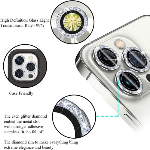 Miniatura 9 de Protector de lente de cámara brillante compatible con iPhone 13 Pro (6.1 pulgadas)/13 Pro Max (6.7 pulgadas), vidrio templado ultra