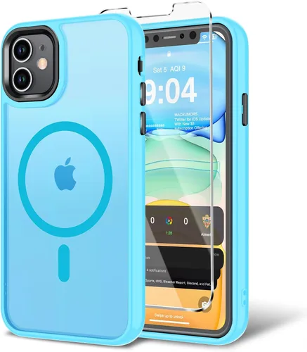 Miniatura 13 de Funda para iPhone 11 con protector de pantalla, compatible con MagSafe, ultra delgada, translúcida, mate, a prueba de golpes, color negro