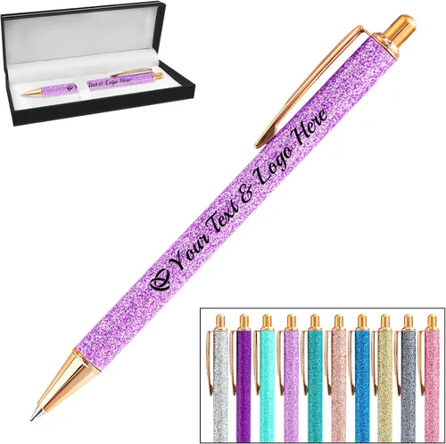 Miniatura 45 de Bolígrafo personalizado, 1 unidad, bolígrafo personalizado con logotipo de mensaje de nombre comercial impreso, carcasa de metal brillante de tinta