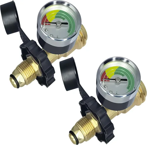 Adaptador de tanque de propano de 100 libras con conector de calibre, adaptador universal de gas propano que convierte la válvula Pol a Qcc1 / Tipo