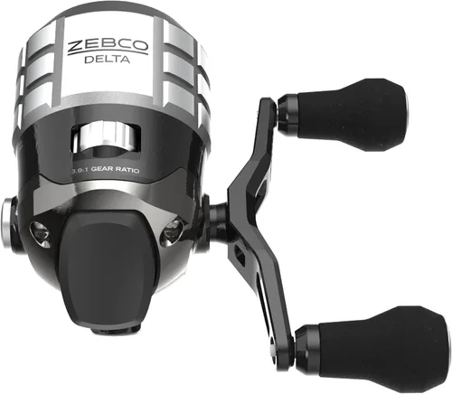 Zebco Carrete de pesca Delta Spincast, embrague instantáneo antirretroceso, engranajes totalmente metálicos, recuperación cambiable a mano derecha o