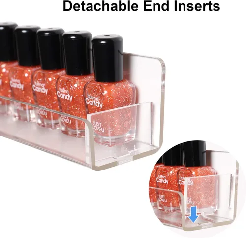 Miniatura 4 de BTremary - Estante para esmaltes de uñas de 15" montado en pared, acrílico, organizador y almacenamiento de pinturas en gel con tapas de extremo