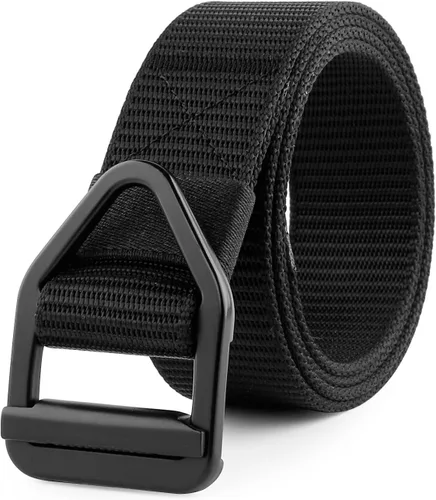 JASGOOD Cinturón táctico de nailon reforzado resistente para hombres correa de cinturón militar ajustable con hebilla de metal Negro